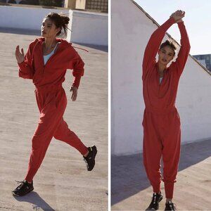 Free People Movement Training Day Jumpsuit Heathered Red